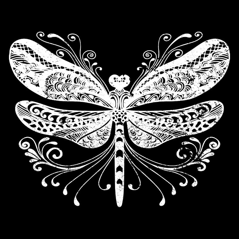 Cute Boho Dragonfly With Flourishes 