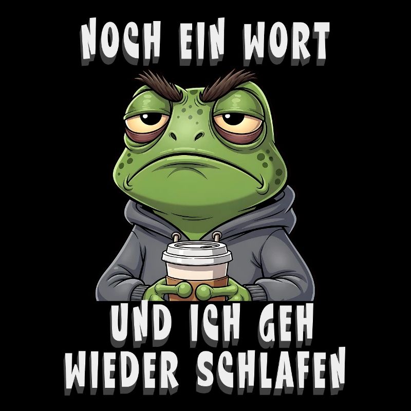 Annoyed frog coffee tiredness