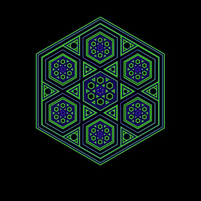 Yoga Meditation Dancing Kaleidoscope Hexagon Pattern