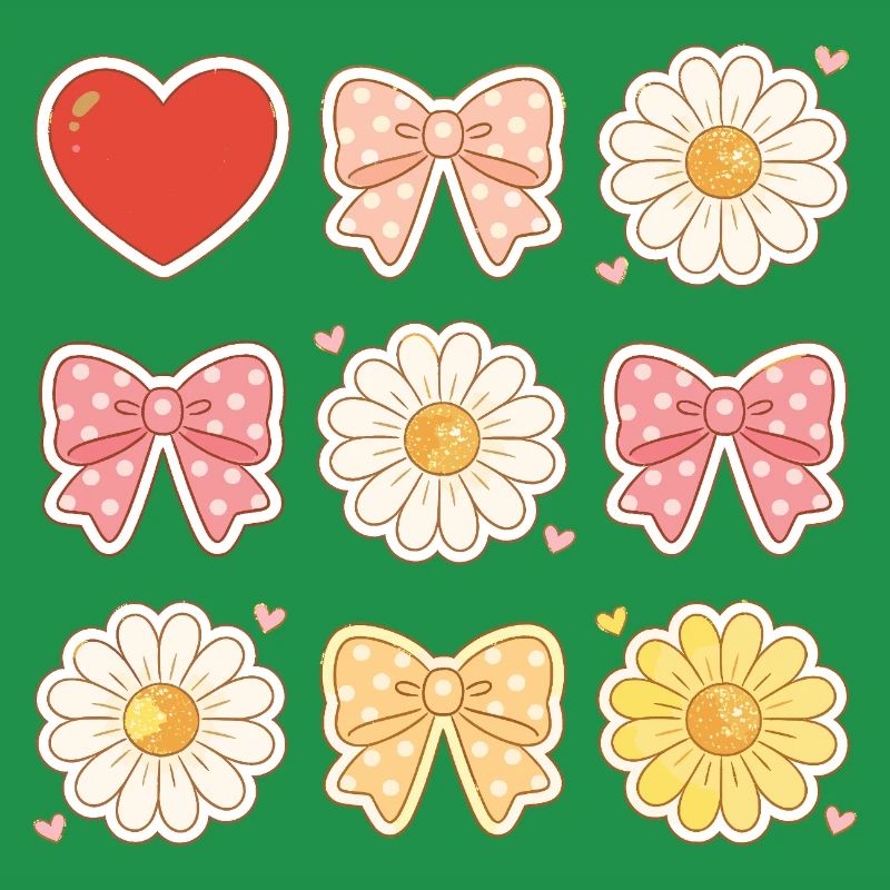 Pastel Daisy Bows Herzmuster