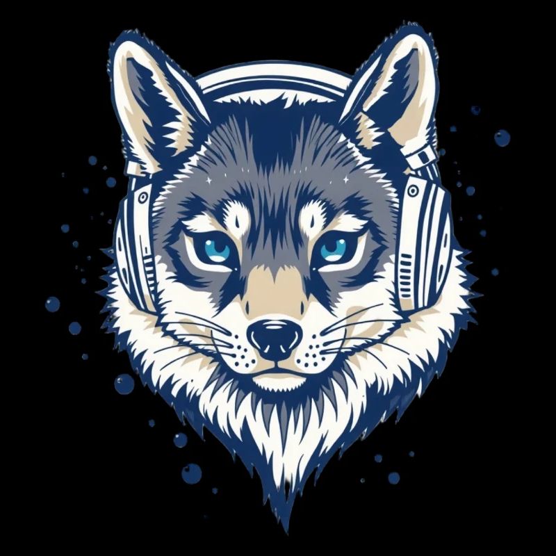cooler Fuchs mit Kopfhörern