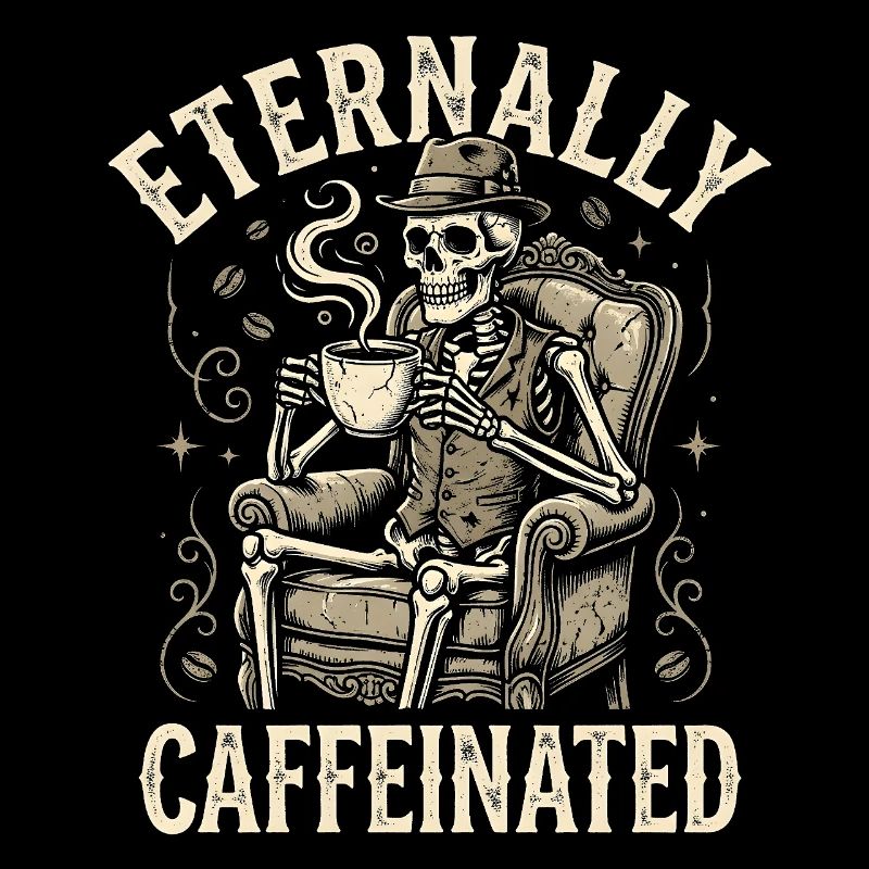 Eternally Caffeinated - Retro Coffee Skeleton