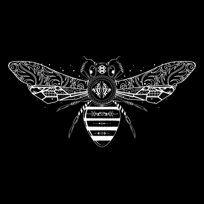 artfully designed white bee