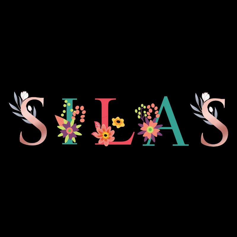 SILAS Namenskunst mit gestickten Blumen