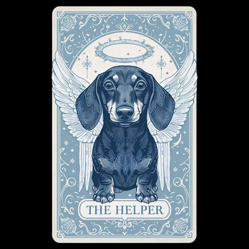 Carte de tarot de Noël – Teckel Ange « L'Aide »