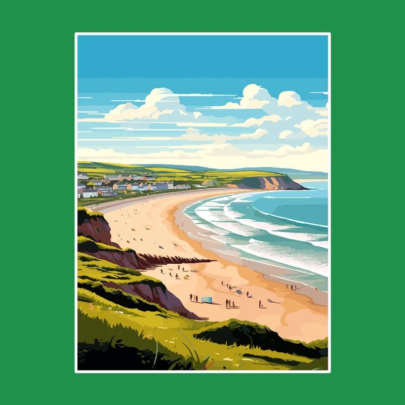 Woolacombe Devon Vintage voyage affiche Souvenir