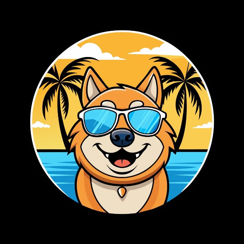 Plage de dessin animé de race de chien Ovcharka de Russie du Sud