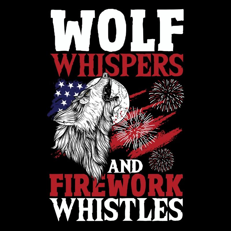 Loup hurlant étoiles blanches rayures rouges
