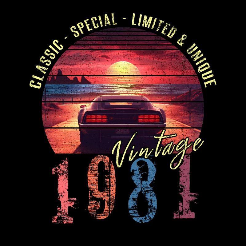 Millésime 1981 Anniversaire Synthwave Année de naissance 1981
