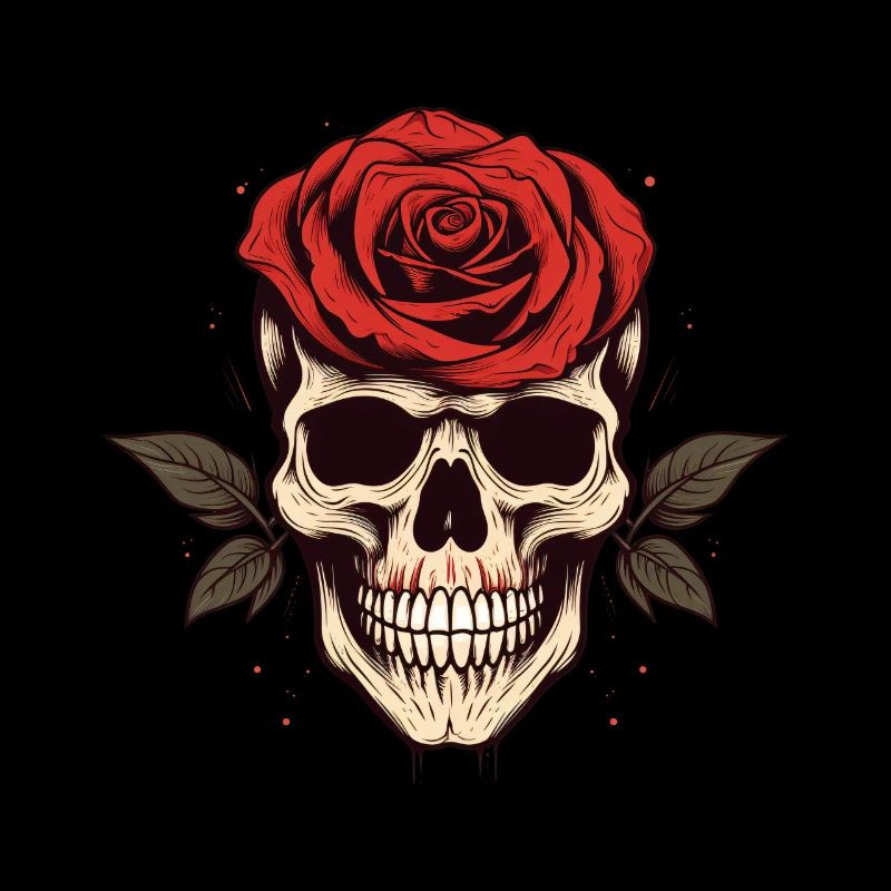 Skull Aesthetics Grunge Rose Goth Skull