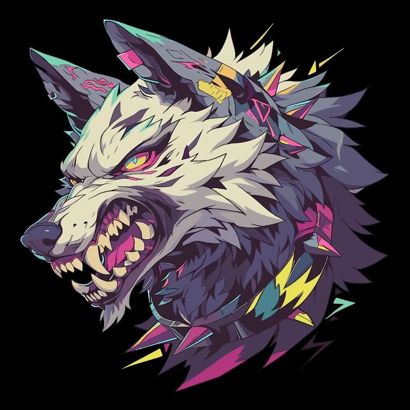 Wütender Wolf mit einem lebendigen und abstrakten Kunststil
