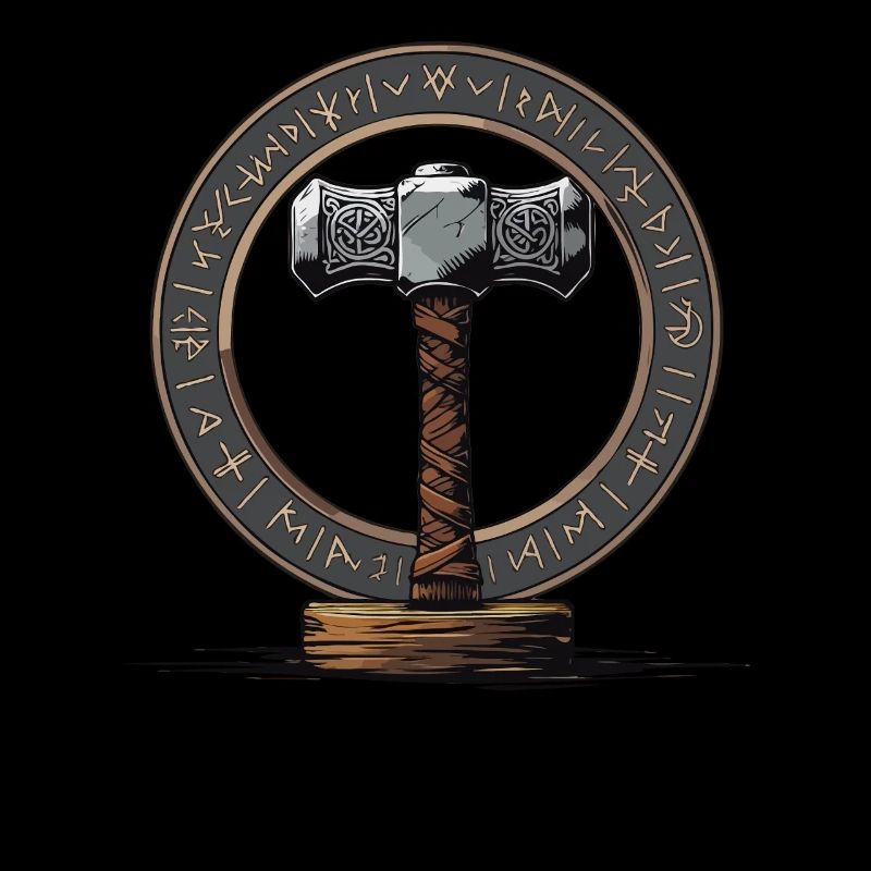 Viking Marteau Guerrier Valhalla Cercle Runique Thor