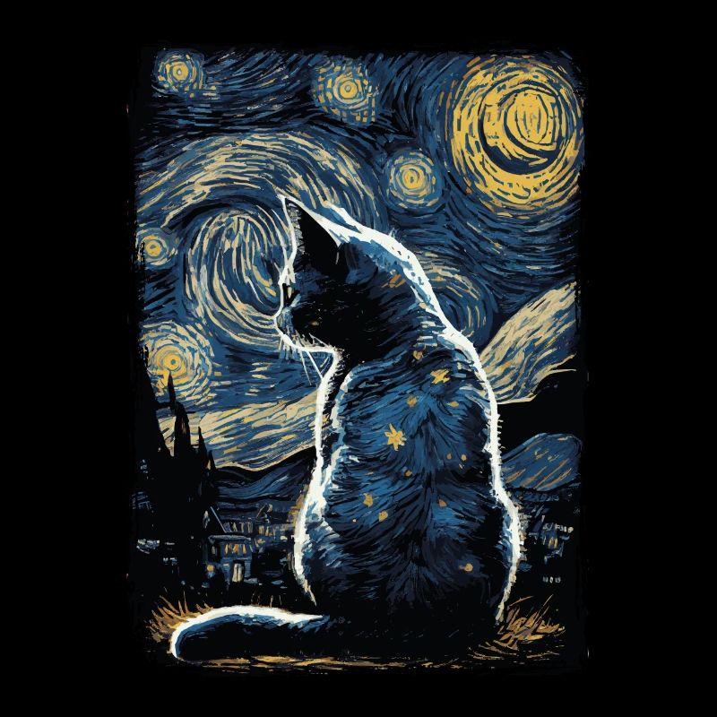 Katze Starry Night