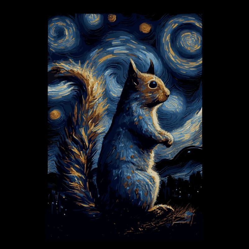 Squirrel Starry Night