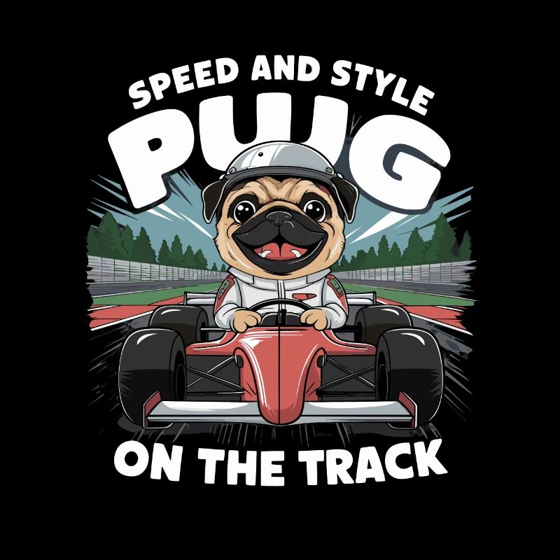 Mops Hundehalter Mops Rennfahrer Speed