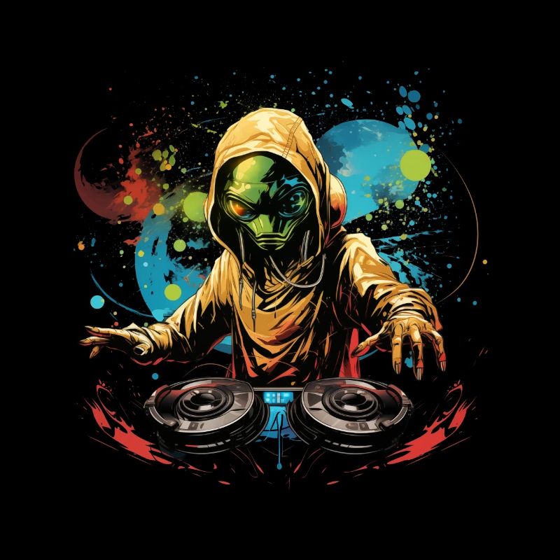 DJ Alien, Space Alien, DJ, Alien, Dessin animé, Espace,