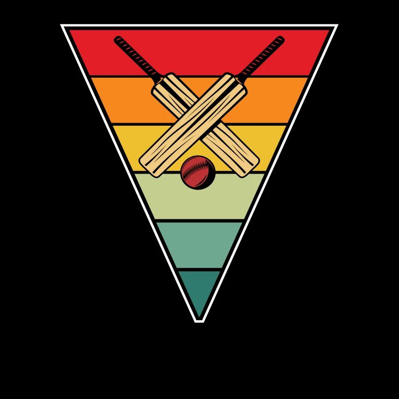 Retro Cricket Player Triangle Vintage