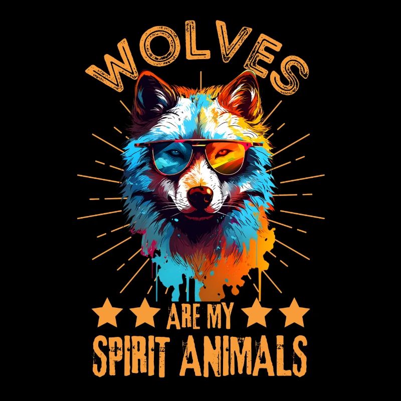 Bunter Wolf mit Sonnenbrille