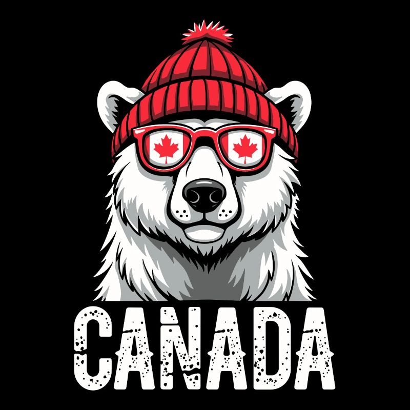 Ours du Canada avec chapeau et style érable