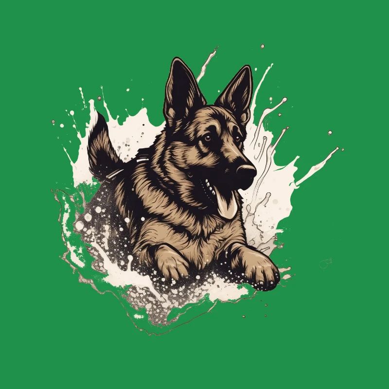 German-shepherd Dock-Diving into Water