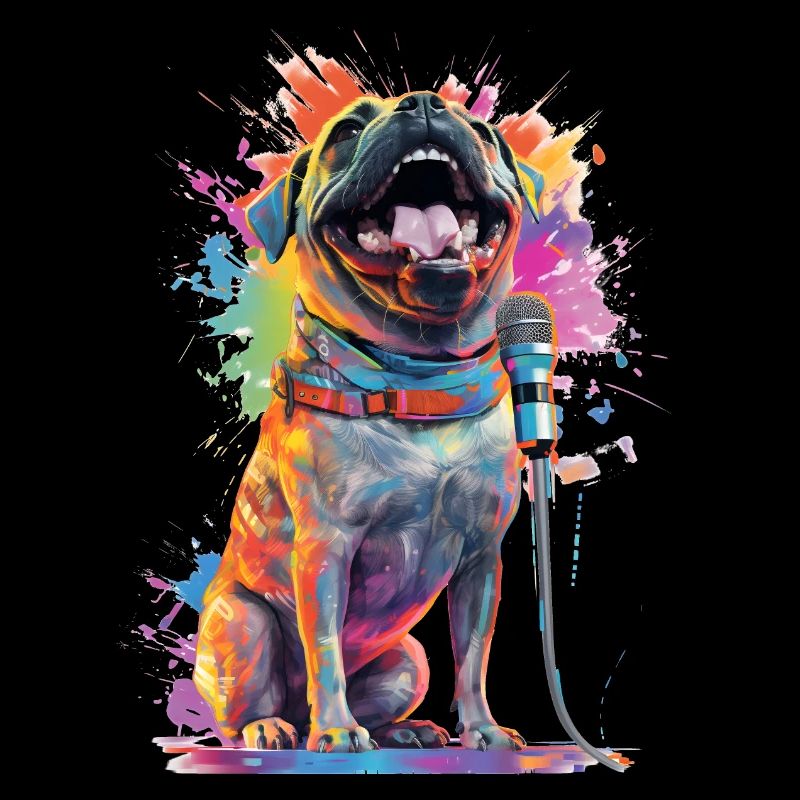 Singender Hund mit Mikrofon