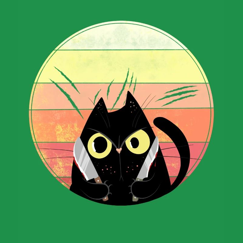 Verrückte Katze mit Messern
