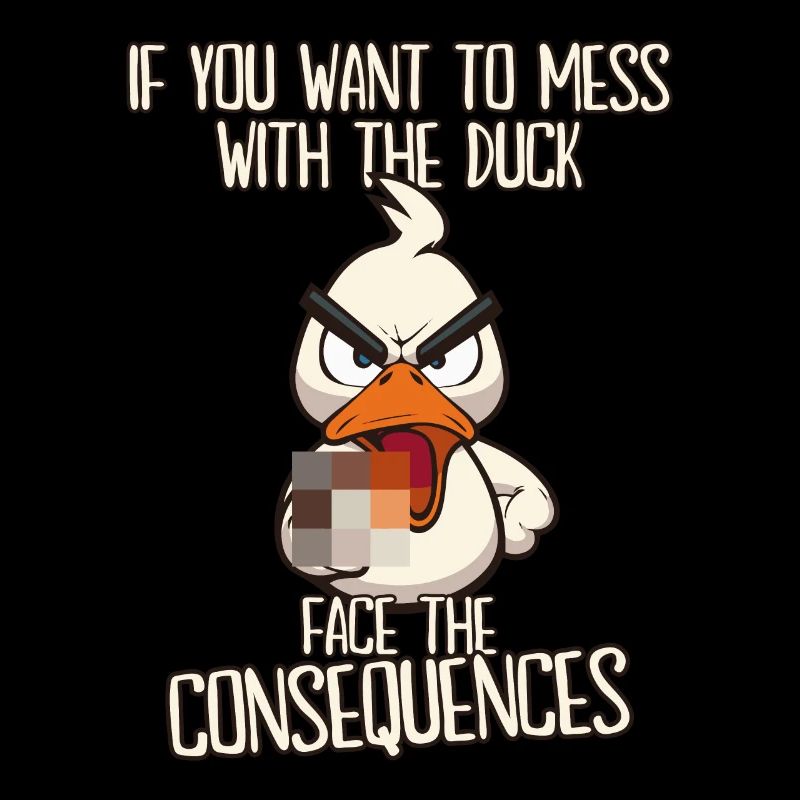 Consequences Funny duck with middle finger saying