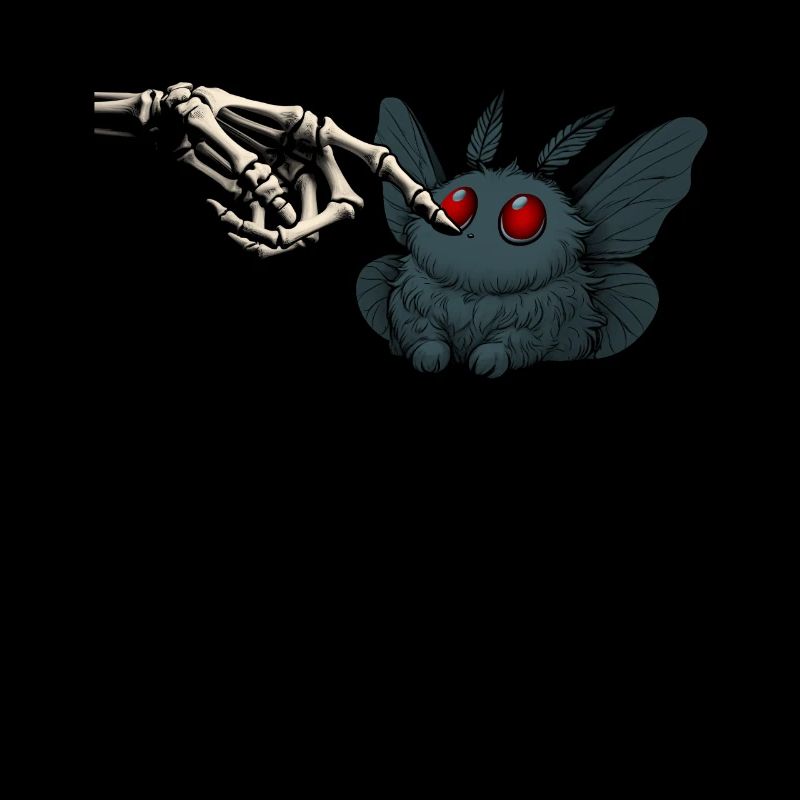 Kawaii Mothman squelette main cryptide