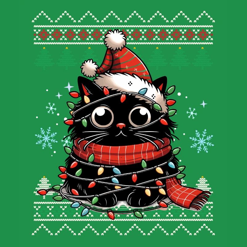 Chat drôle moche pull de Noël