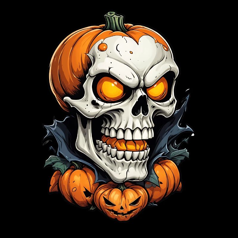 Halloween Skeleton Skull Horror with Pumpkin