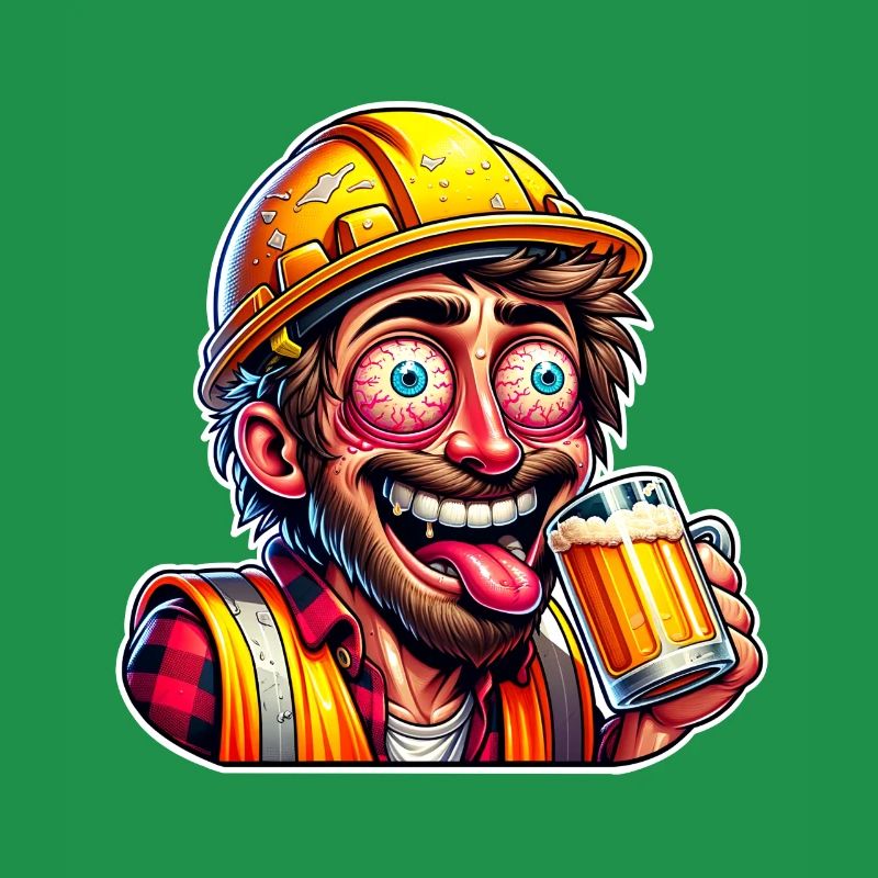 Construction Worker Beer Drunk Funny