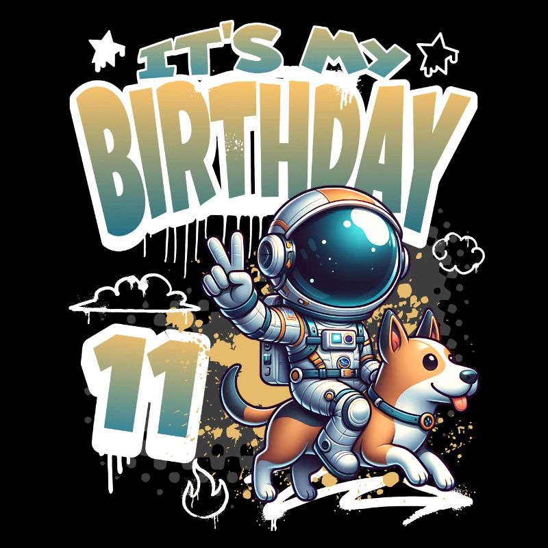 Astronaute 11e anniversaire Chien de l'espace drôle
