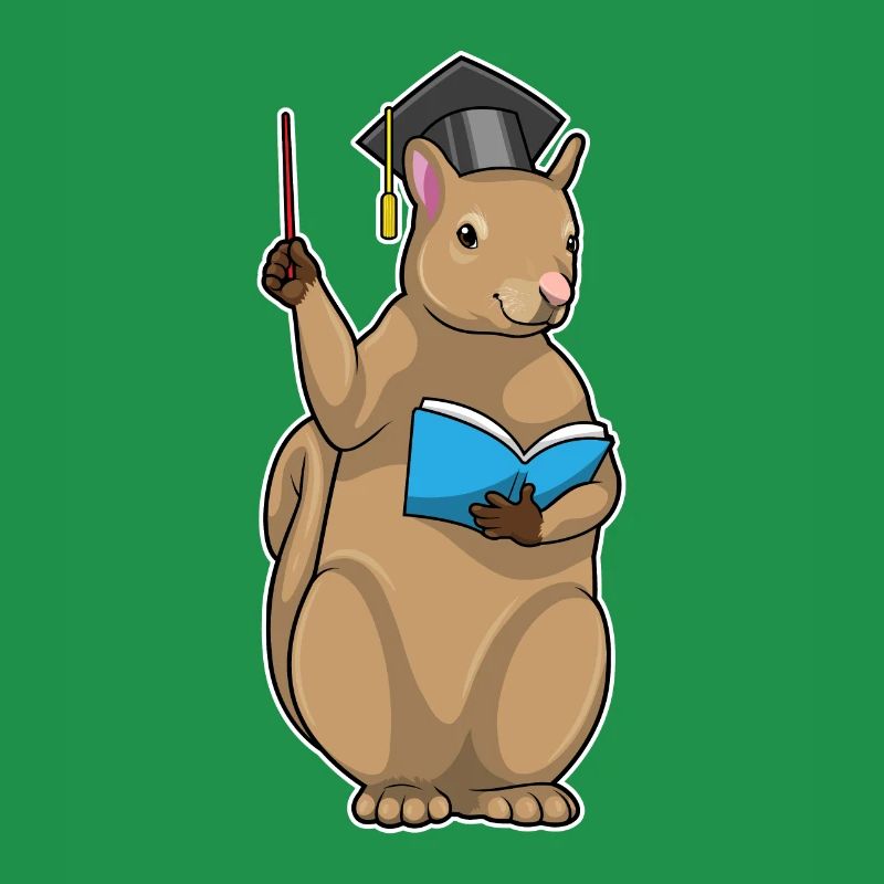 Eichhörnchen als Lehrer mit Buch