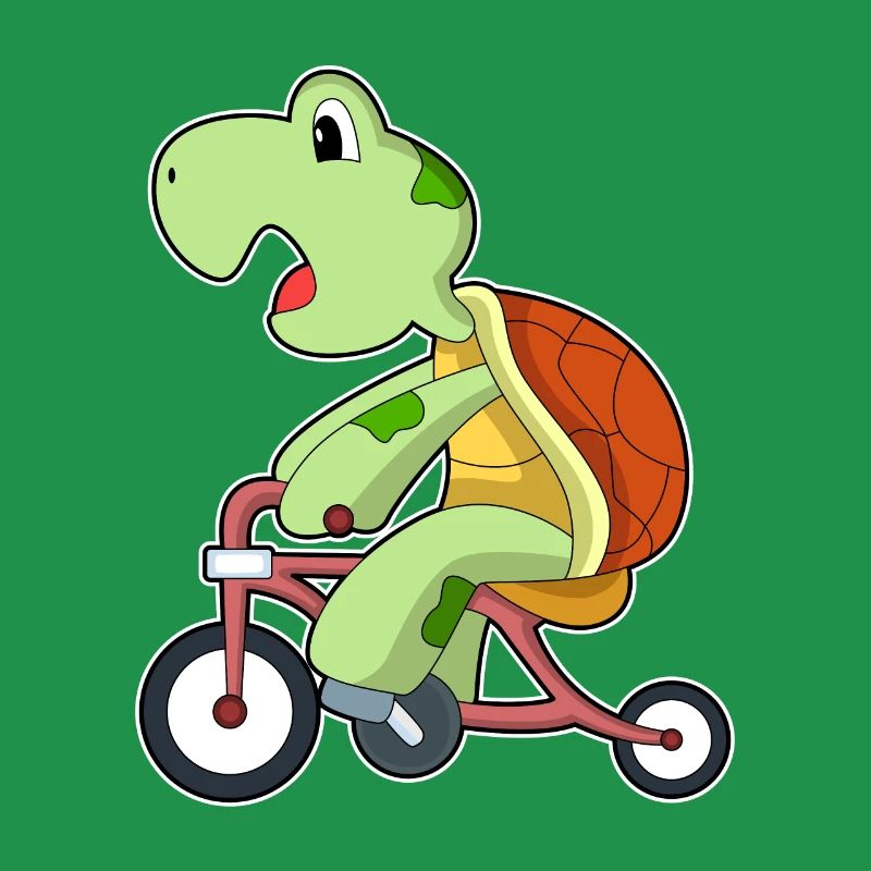 Turtle with bicycle