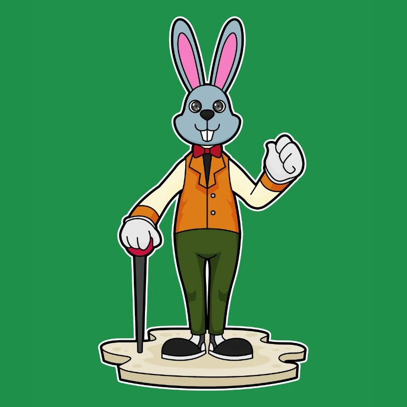 Rabbit as a gentleman with a walking stick