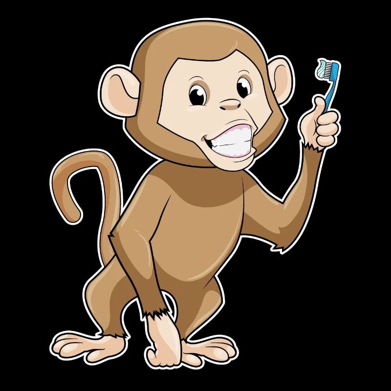 Monkey with toothbrush