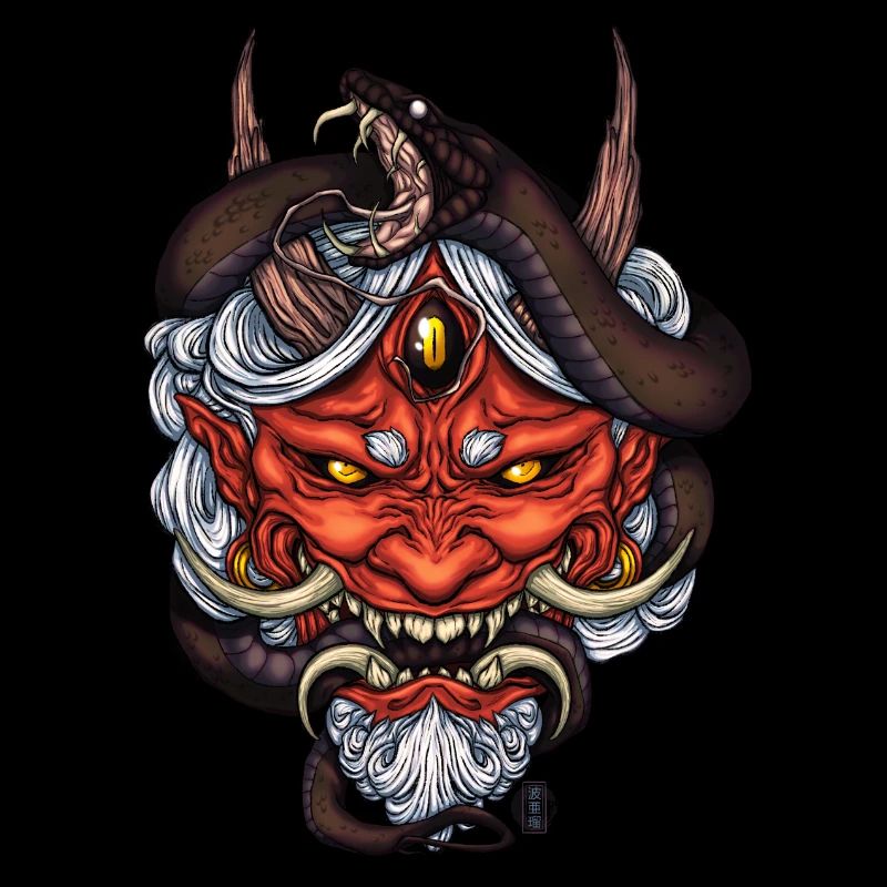 Serpent Rouge Oni Démon