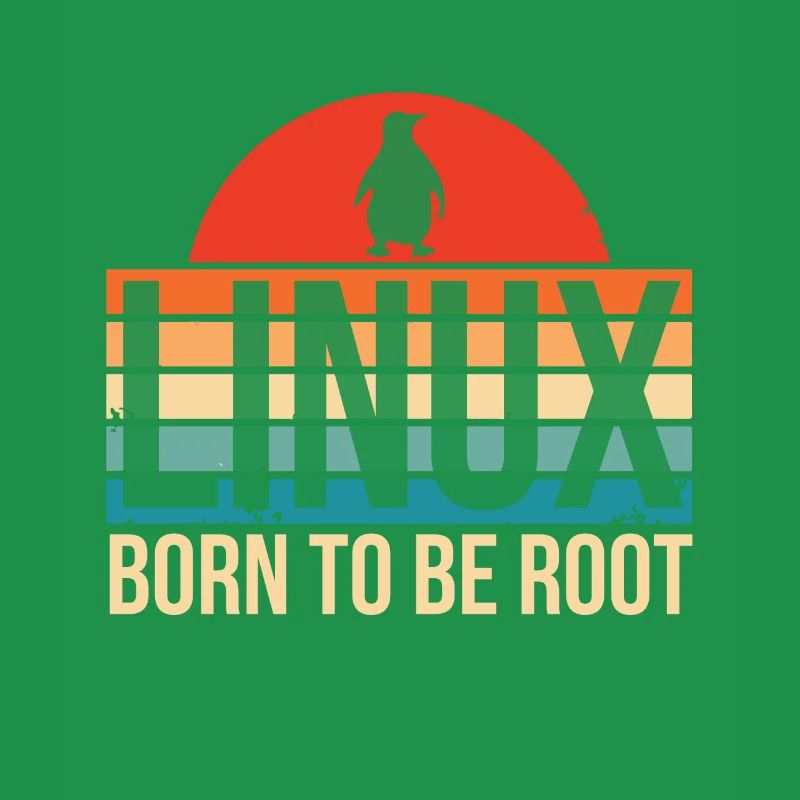Linux né pour être Root Penguin Nerd Coding Geek