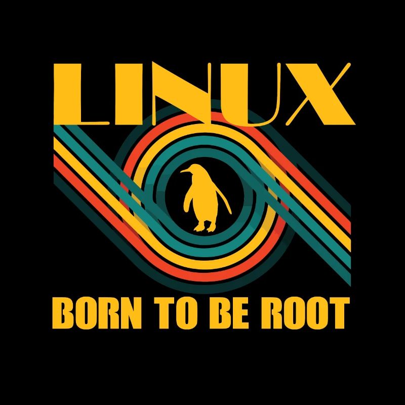 Born To Be Root Linux Retro Penguin Nerd Geek