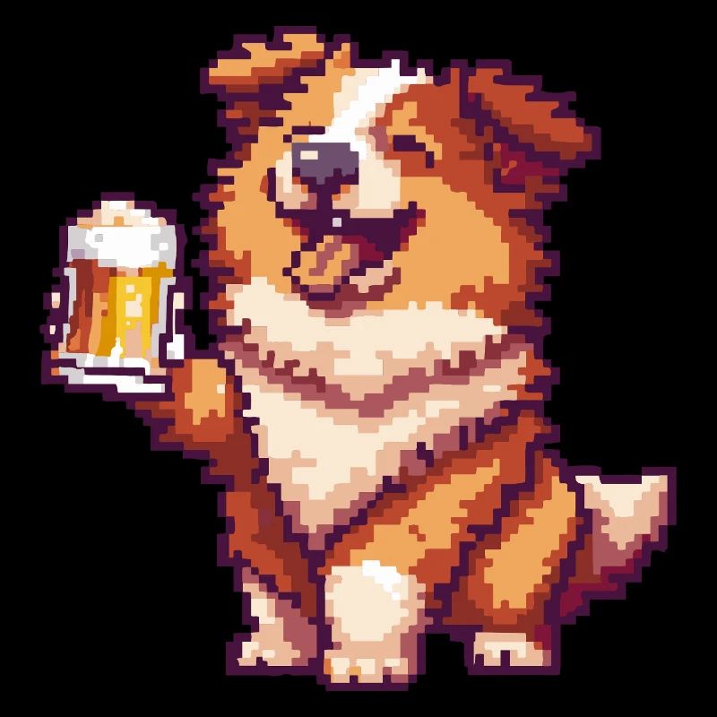 Border Collie Dog Pixel Beer