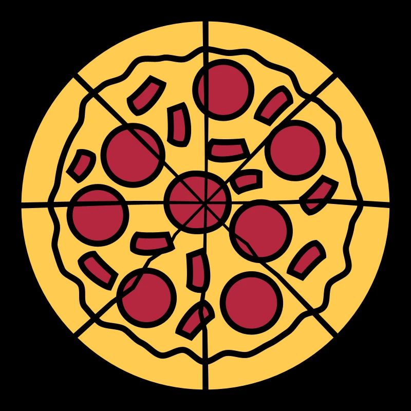 aufgeschnitten teile stücke pizza rund groß comic
