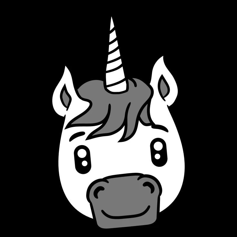 tête visage licorne licorne douce mignon assis