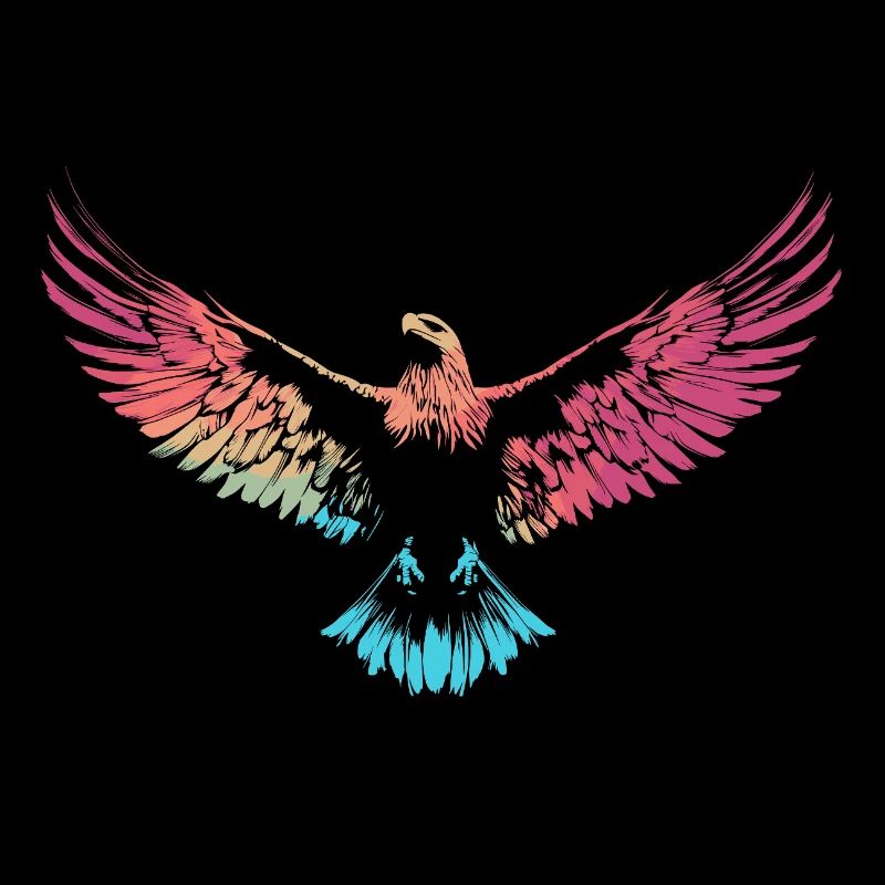 Colorful Eagle Spread Wings Vintage
