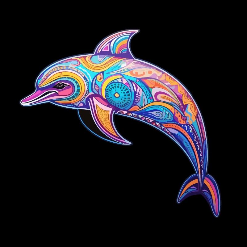 Dauphin - couleurs vives - kaléidoscope de corail