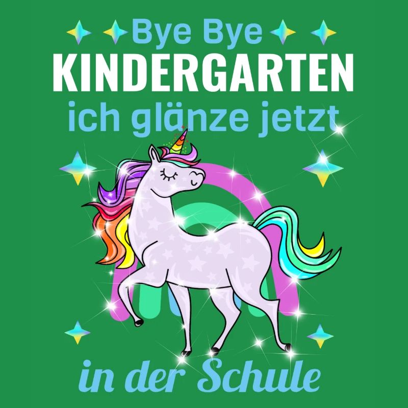 Bye Bye Kindergarten Glitzer Einhorn Einschulung