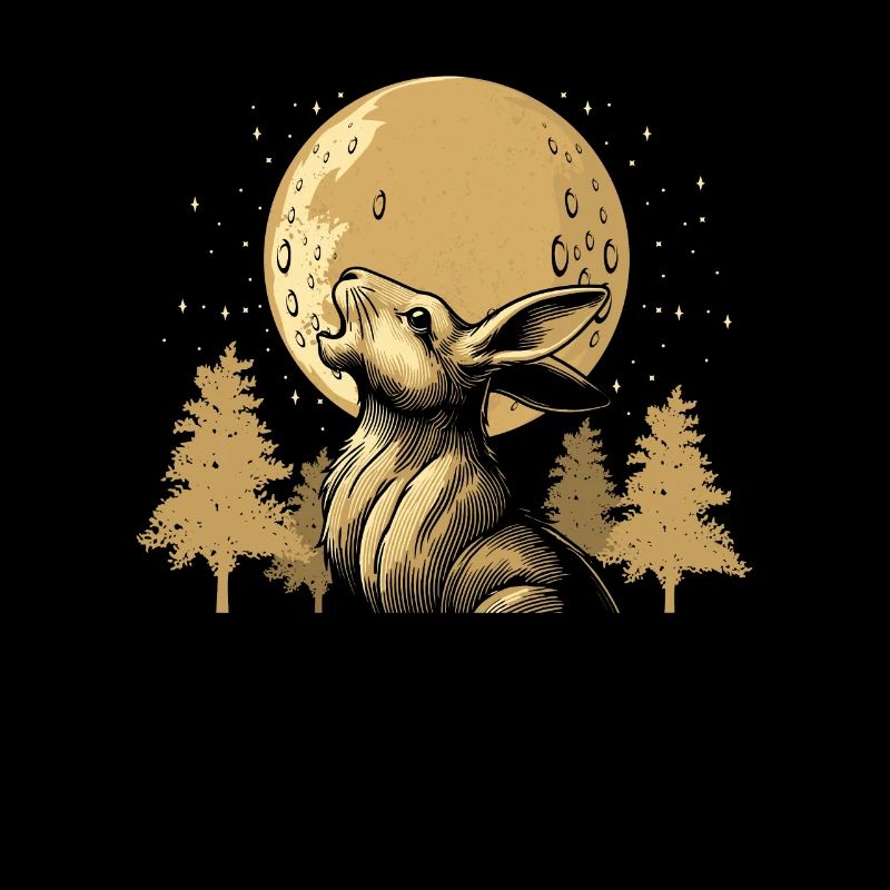 Bunny Rabbit Moon Howling
