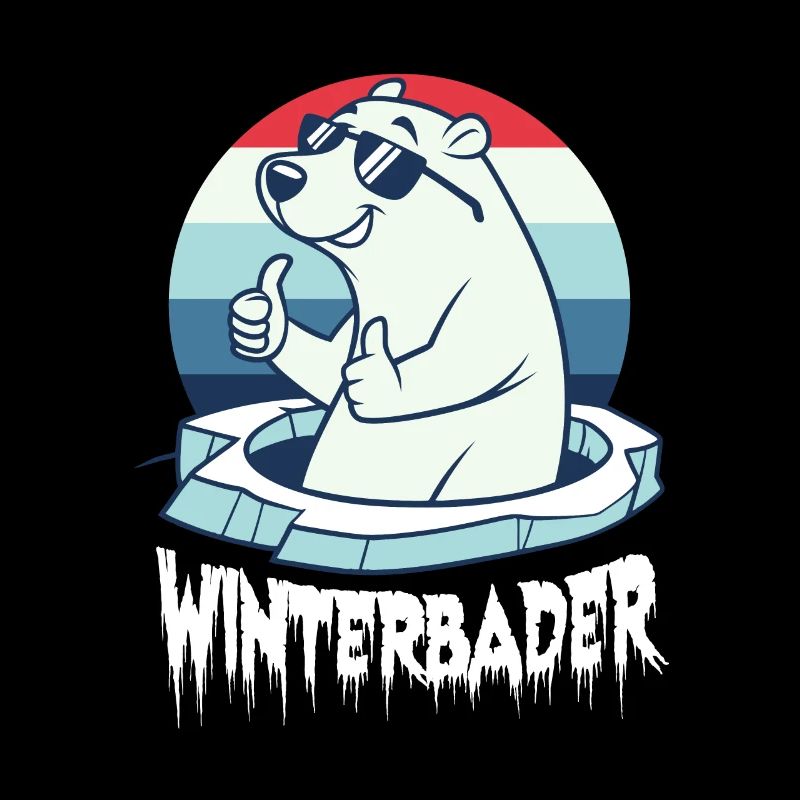 Eisbaden Eisbad Winterbader Cartoon