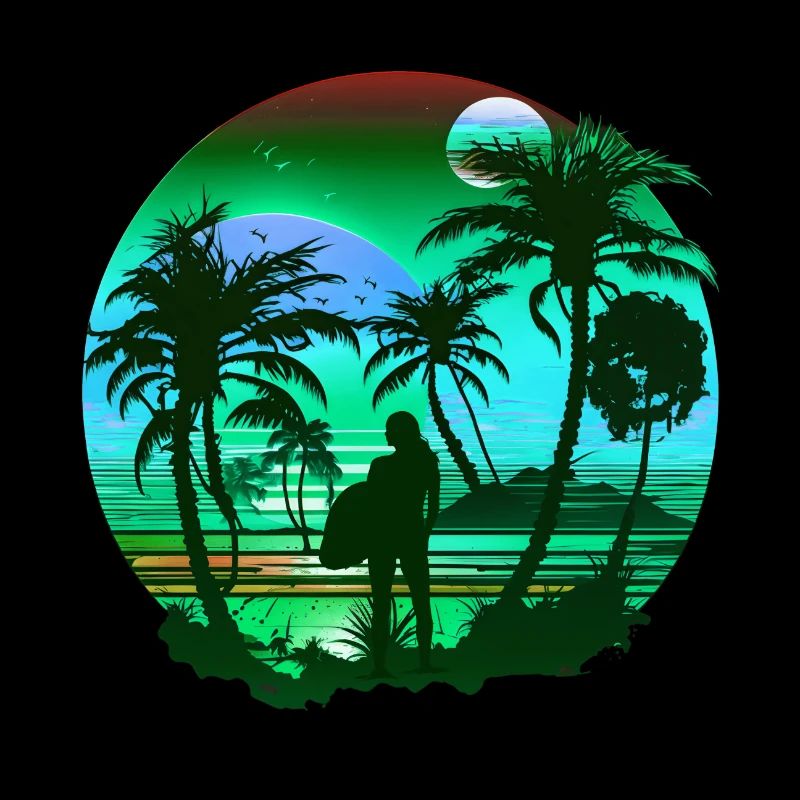 Retro Palms Soleil Vacances Eté