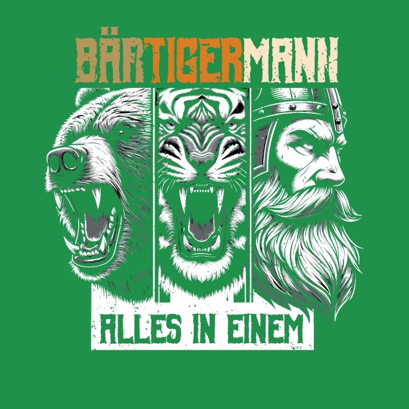 Bärtigermann Bär Tiger Mann Geschenk Bart Sprüche