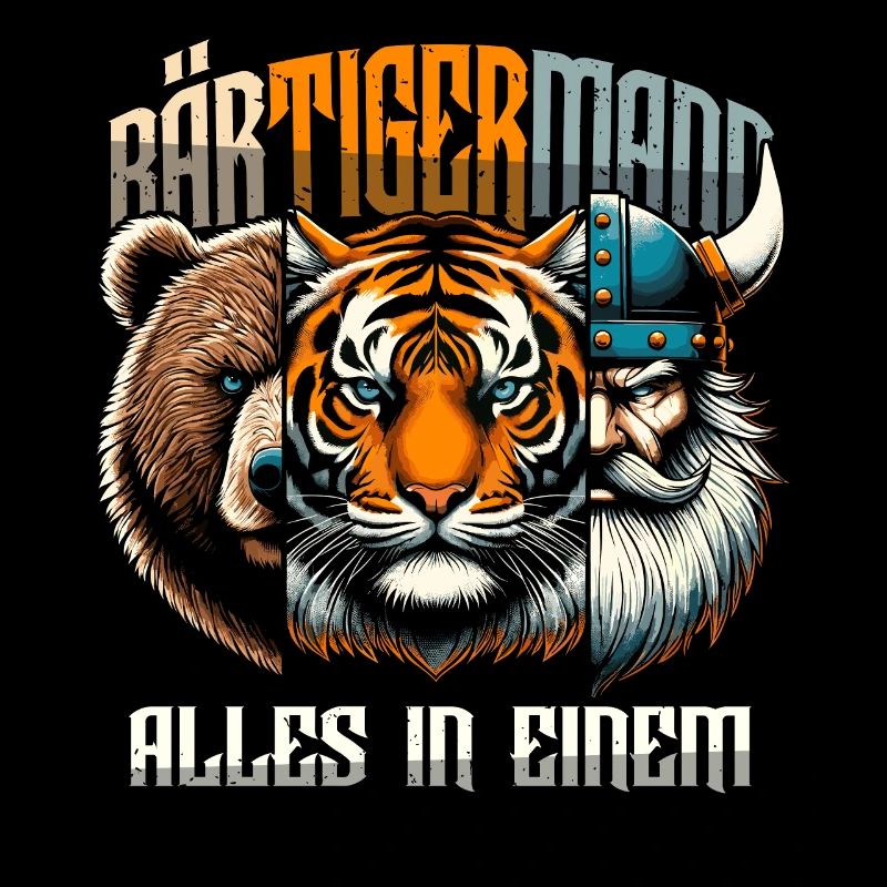Bärtigermann Bär Tiger Mann Geschenk Bart Sprüche